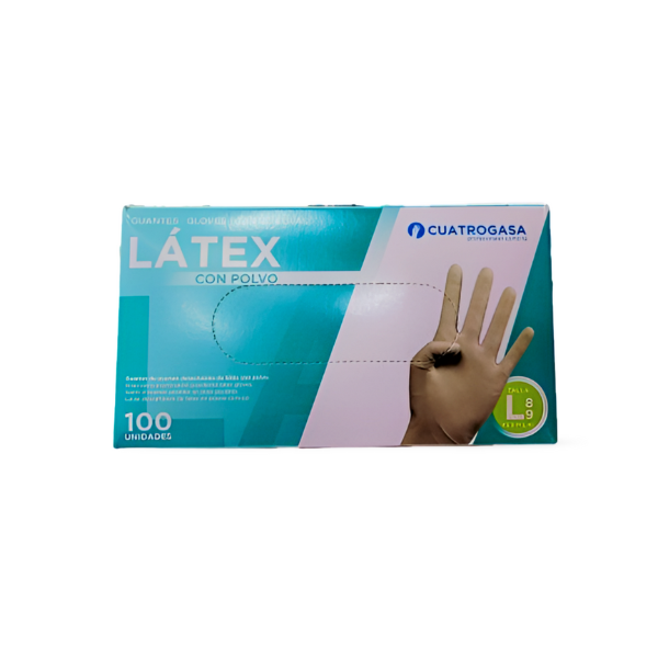 guantes de látex Cuatrogasa  con polvo Talla L